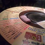 mannoya Beef Garden amemura - テーブル一面に広がるメニュー。このほかにも黒板や、レジ付近のボードにお得めにゅーが