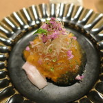 虎白 - お造りの一：平目 あん肝和え2