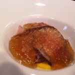 She'll be - 前菜（ローストビーフとホタルイカ・人参ムース・ジュレ掛け）