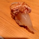 鮨 和さび - カワハギ肝載せ