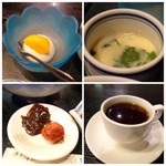博多石焼 大阪屋 - ＊デザート・・ムース風でした。 ＊茶碗蒸し・・ミニサイズで、普通に美味しい。 ＊香の物。 ＊デミサイズの珈琲。