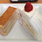 不二家レストラン - 「イタリアンショートケーキ」サイズ感もあって贅沢な逸品。「焦がれミルフィーユ」クリームはバニラの香りが高く豊か。