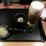 掌庵 蕎麦 石はら - 生ビールセット750円17時-20時