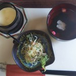 海さくら - サラダ、茶碗蒸し、お吸い物三点セット。