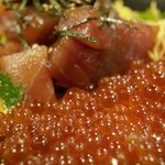 魚河岸 丸天 - いくらうにぶつ丼（油球が全て上向き）