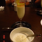 正泰苑 - デザート　杏仁豆腐と塩アイスのタピオカ漬け