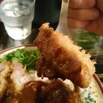 カレー屋アカマル - 厚切り豚ロースカツカレー￥１３８０ご飯大盛り￥１００パクチー追加￥１５０