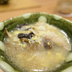 柚木元 - 熊肉の出汁がしっかり出たスープで雑炊、松茸入り