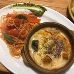ハタケノパスタ - 欲張りコンボ(モッツァレラとトマトのポモドーロとかぼちゃのドリア)