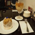 銀座みゆき館 - 和栗のモンブラン+アイスカフェラテ