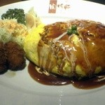 開明軒 - 開明軒ソース（大盛り）＆チキンカツ