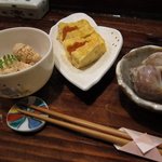 江戸心 山ぼうし - 最初に小皿が3皿出てきました