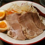 三田製麺所 - 【(限定) 背脂濃厚まぜそば「番長」並 + 半熟玉子】￥930 + ￥110