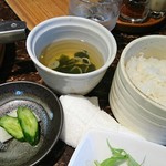 前沢牛オガタ 味心 - ご飯、漬け物(麹系)、お澄まし