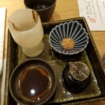 四季会席 香桜凛 - お造りに合う日本酒！かめびし塩、山葵、土佐醤油