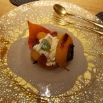 四季会席 香桜凛 - 焼き柿とゆり根のモンブランとバニラアイス