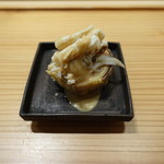 寿しの吉乃 - 2017.11 黒イチジクの天ぷら、渡り蟹、ピーナッツソース