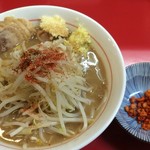 千里眼 - ラーメン 麺180g ヤサイちょっと・ニンニク・ショウガ・カラアゲ別皿で 730円