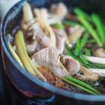 ひびき庵 - 鴨蒸籠（かもせいらう）、鴨肉（かものにく）