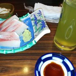 Yosakoi - ホット緑茶ハイとはまちお刺身