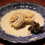 富小路 やま岸 - 鱧、松茸の巻きもの きごしょ（唐辛子の葉）、種山椒