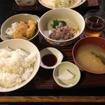 ももせ季節料理 - あじタタキ＋イカフライ750円