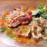 Carpaccio of domestic chicken “Aji Natori”