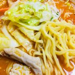 天龍坊 - 豚モツ野菜ラーメン（麺アップ）