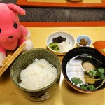 湯喜望 白扇 - ご飯　奥大山さんコシヒカリ&香物　三種盛り