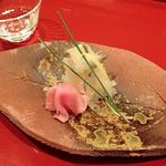 割烹 新多久 - 向付(私)；氷頭生酢. 鼻先の軟骨と鬼おろしの鱠 @2017/10/22