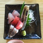 海さくら - お刺身、アジ、マグロ、金時鯛、サワラのたたき。