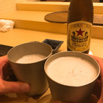 寿司処 しん - まずは赤星で乾杯♫