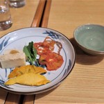 Jizake To Washiyoku Hashigoya - 20171029蔵元を囲む会　鯉川酒造様　二点盛り　カマンベール湯葉真薯、ドライトマト
