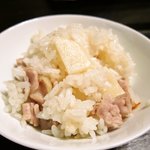 川波 - 筍ごはん、もちろんおこげもできてます。