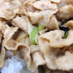 伝説のすた丼屋 - 「すた丼」「肉増し W」「飯増し」やはり今回もテーブル付属のニンニクを、期せずして小さじで 3杯使用。