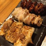 焼鳥 酉たけ - 長芋、せせり、皮（タレ）