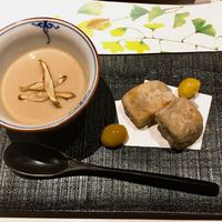 南青山 七鳥目 - 海老芋の唐揚げ、新牛蒡の茶碗蒸し
