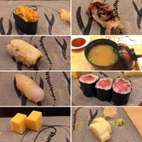 すし家 一柳 - 煮蛤、穴子、九絵（追加）、とろたく（追加） 、蜆味噌汁、玉、べったら