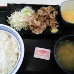 Yoshinoya - 豚生姜焼き定食ライス大盛＋卵