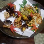 かたつむり - 天ぷら　ｵｵｽｽﾞﾒﾊﾞﾁ・いももち・Dﾌﾙｰﾂ・銀杏・栗・ﾚﾝｺﾝ