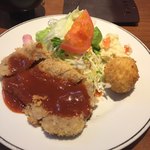 洋食の赤ちゃん - ビフカツ定食(エビクリームコロッケ付)税込950円