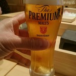 三宿の寿司 えん - プレモル中ジョッキ