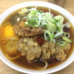 一由そば - 2017.11半そば110円＋半額まいたけ天40円＋海鮮かきあげ120円＋生卵60円で330円！