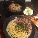 肉そば居酒屋まる文 - 冷たい肉そばと合盛り
