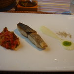 エルパーニャ ミロ - 瀬戸内の地魚のソテー「ピペラーダ」添え　青ネギ風味のヨーグルト・カルダモン