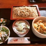 Teuchi Soba Taira - 平日・昼御膳 せいろ蕎麦と野菜かき揚げ丼  ¥1000-