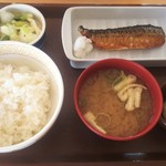 すき家 - 20171117「おしんこさば朝食(並)」390円