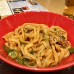 二代目 甚八 - 東京伊勢うどん、混ぜた後。もう少し色が濃くてもいいよね？