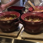くろぎ - 土鍋釜ご飯3種：松茸ご飯・カニ飯・ハラス飯
