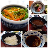 銀座 天一 博多店 - ◆サラダ ◆ご飯・・ツヤがあり美味しい。 ◆天つゆは塩で頂きます。 ◆香の物。